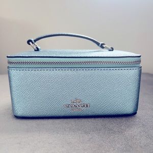 Coach Blue Metallic Train Case Bag
